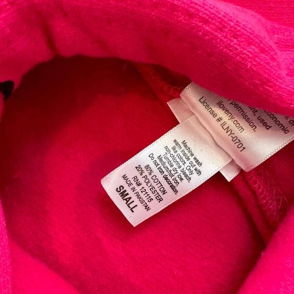I LOVE NY Size S~ Hoodie Official Sweatshirt Hot Pink Top Shirt ~NYC - Picture 7 of 8